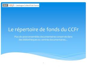 Le Répertoire de fonds du CCFr – Présentation