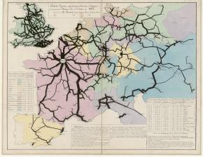 Carte figurative et approximative du mouvement des voyageurs sur les principaux chemins de fer de l'Europe en 1862 - 1864