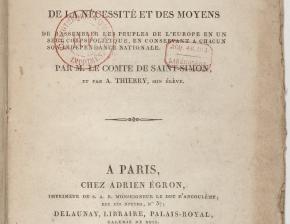 De la réorganisation de la société européenne - 1814