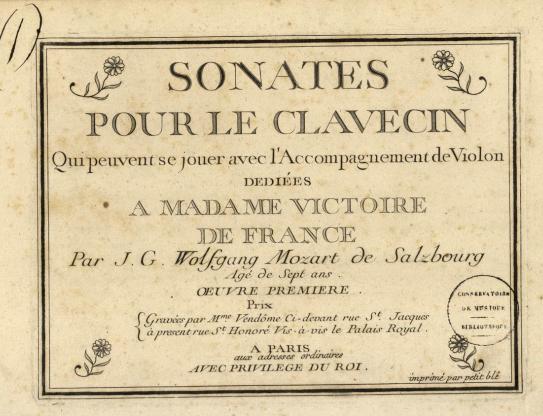 Sonates pour le clavecin qui peuvent se jouer avec l’accompagnement de violon dédiées à Madame Victoire de France
