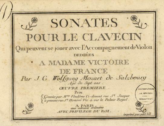 Sonates pour le clavecin qui peuvent se jouer avec l’accompagnement de violon dédiées à Madame Victoire de France