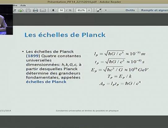 Constantes universelles et limites du possible en physique