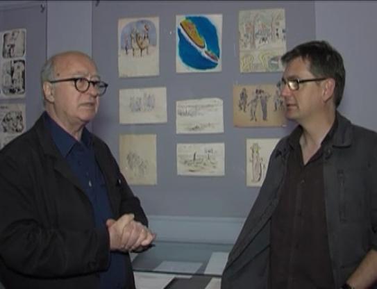 Georges Wolinski commente l'exposition Wolinski, 50 ans de dessins avec Charb