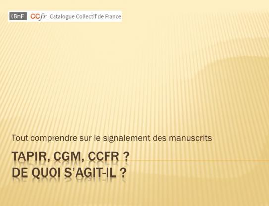 TapIR, CGM, CCFr ? De quoi s’agit-il ?