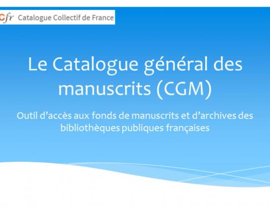 Catalogue général des manuscrits – Présentation