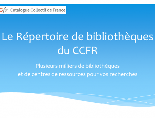 Le Répertoire des bibliothèques du CCFr