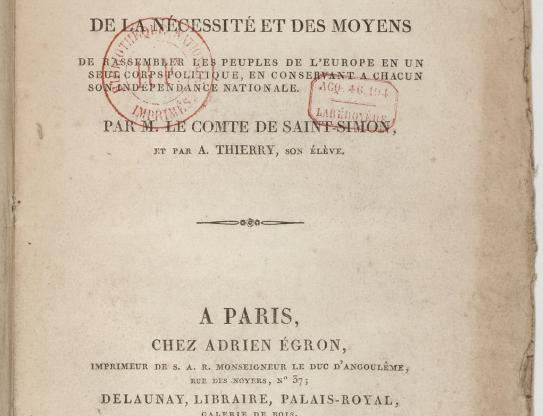 De la réorganisation de la société européenne, 1814