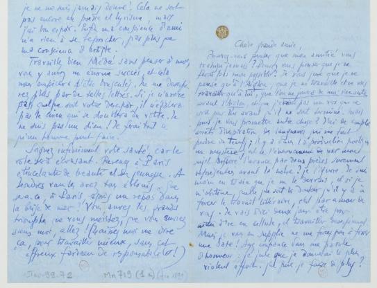 Lettre d'Edmond Rostand à Sarah Bernhardt