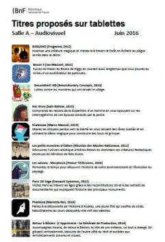 Aplicaciones para tabletas sala A - Lista de los títulos (FR - PDF - 163.86 Ko)