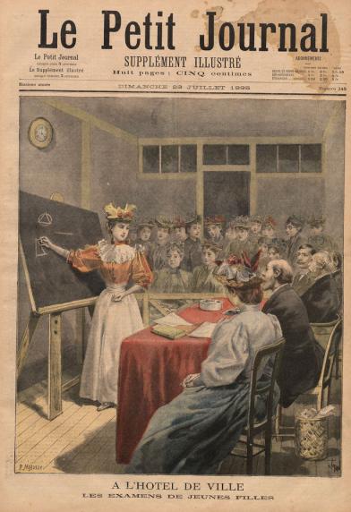« À l’hôtel de Ville : les examens de jeunes filles », une du Petit journal. 28 juillet 1895. 