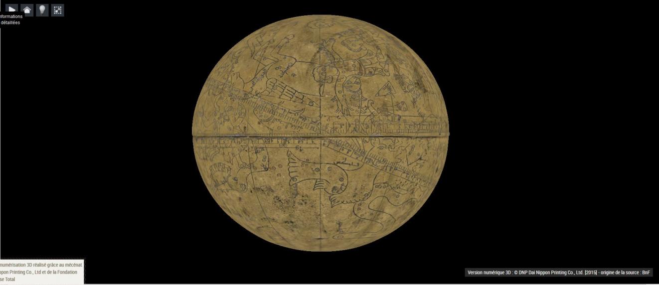 Panneau  Globe céleste arabo-coufique, construit probablement au Maroc
