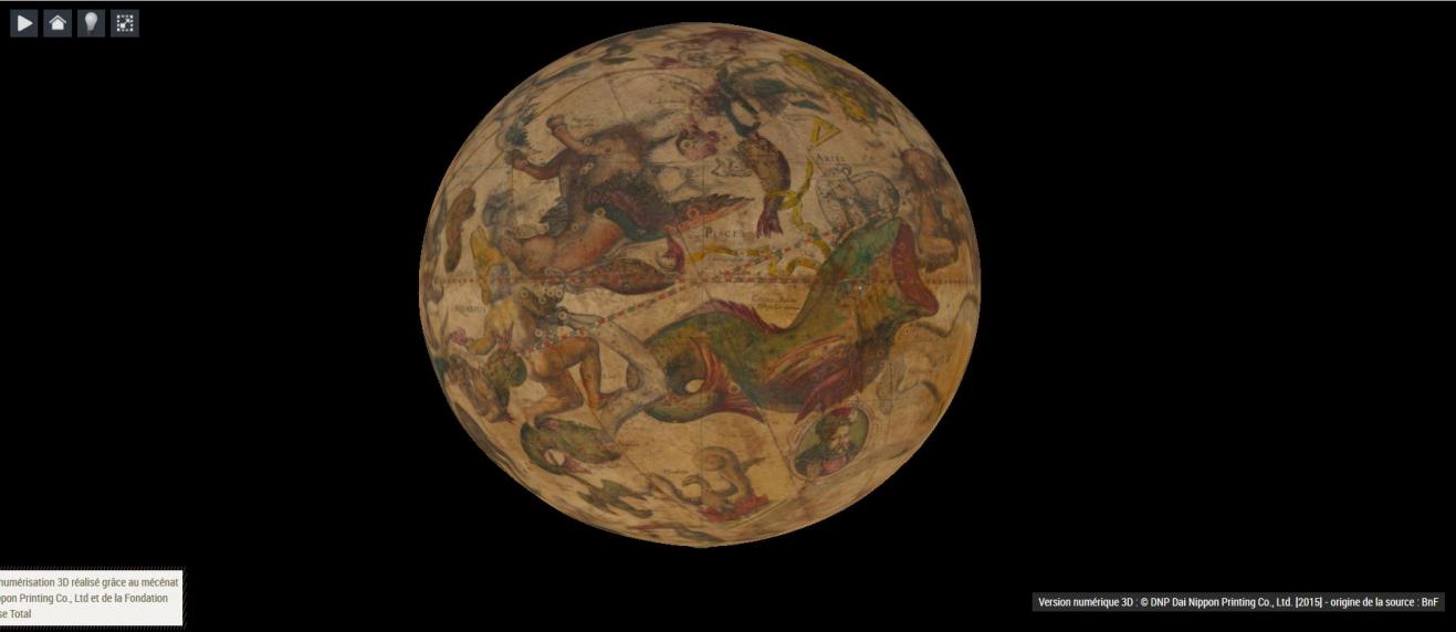 Panneau  Globe céleste, de Jodocus Hondius 
