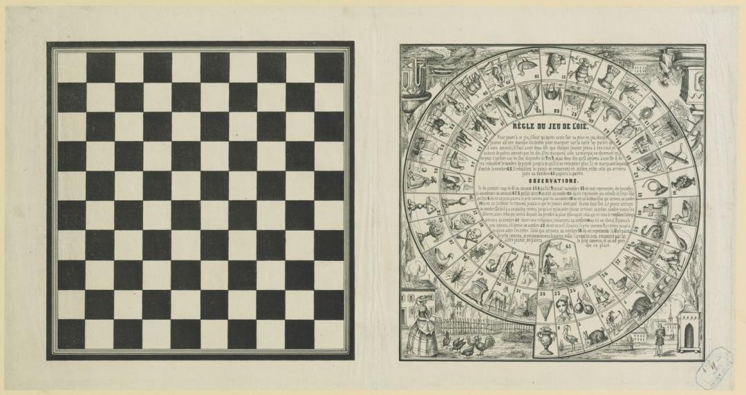 Jeu de l'oie et jeu de dames, Pellerin, 1857.