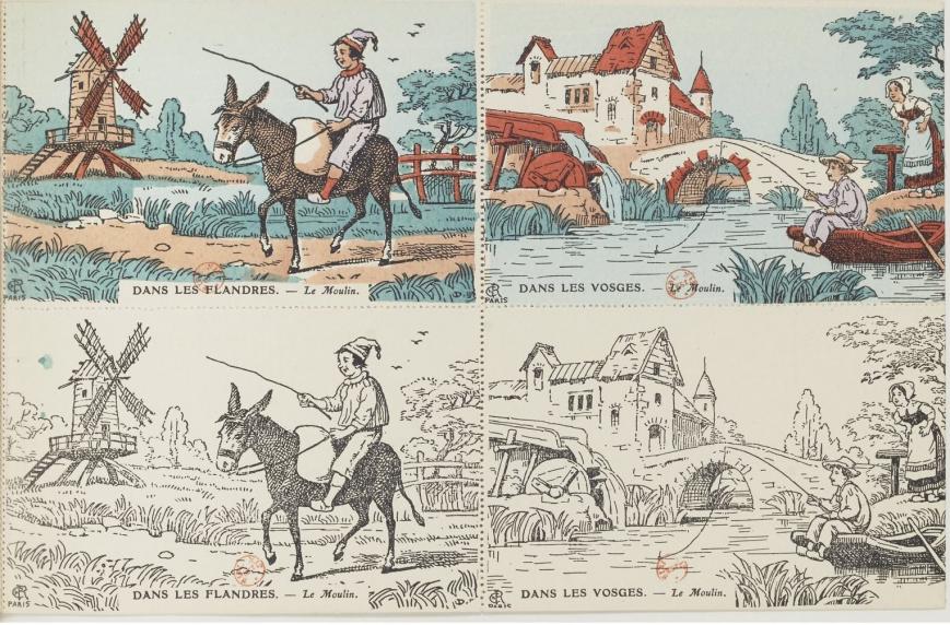 Le petit paysagiste français : cartes postales à colorier. Danielot, 1918 