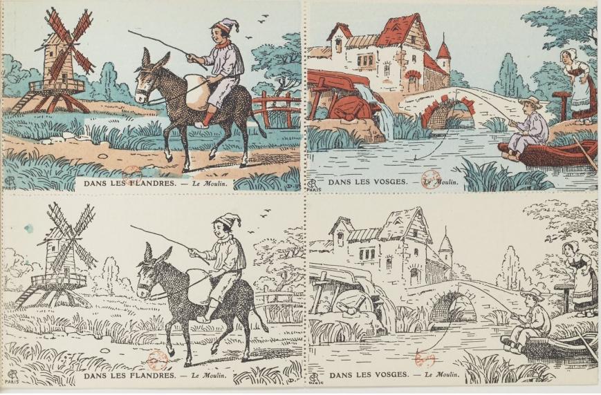 Le petit paysagiste français : cartes postales à colorier. Danielot, 1918