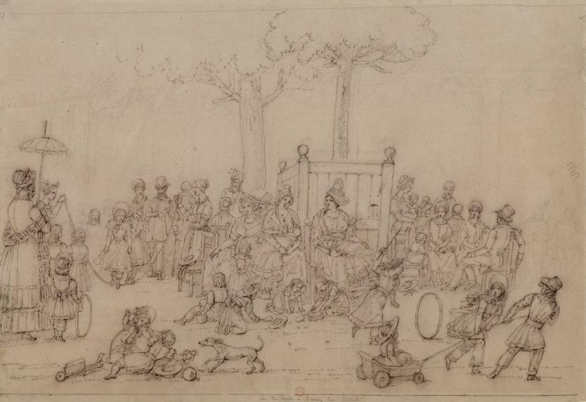 Les Tuileries. Dessin. Jean-Henri Marlet, 18..