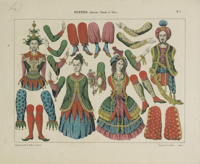 Pantins N° 1, Danseurs chinois et turcs. Pellerin, 1854