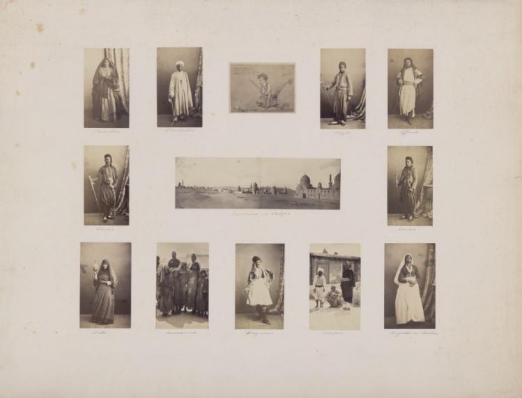 Panneau  Tombeaux des Califes et types égyptiens. Gustave Le Gray. 1862. Photographie. 