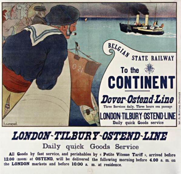 Belgian State railway to the continent Dover-Ostend line. F. Mat, 1900.