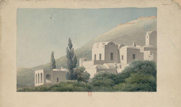 Voyage en Italie : 1824-1830. Paysage à Capri. Henri Labrouste. Dessin.
