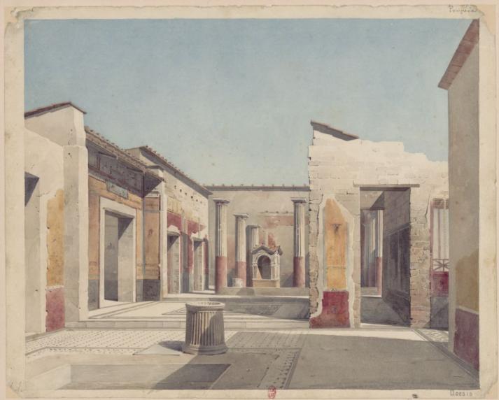 Panneau  Voyage en Italie : 1824-1830,  Naples. Pompéi, maison du Poète tragique. Henri Labrouste. Dessin.