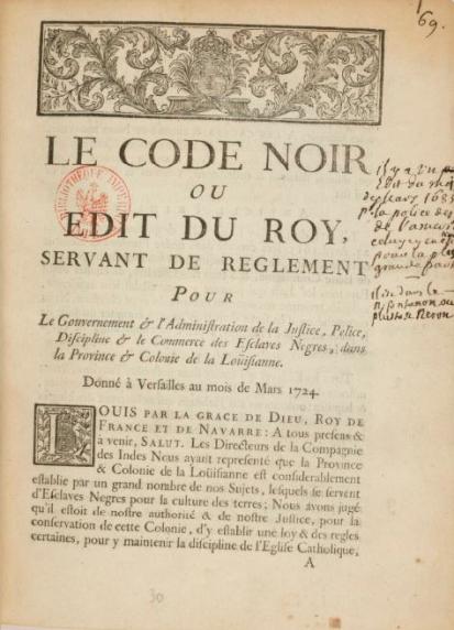 Code noir, 1743