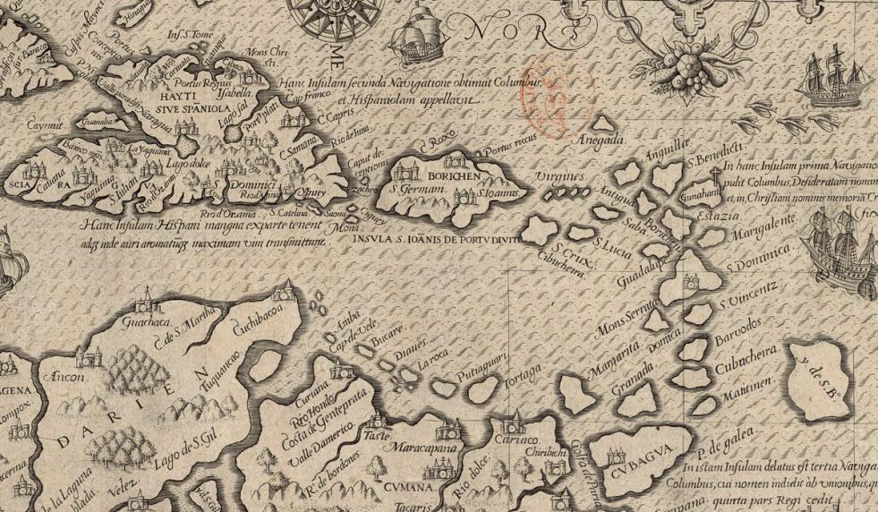 Panneau  Les territoires de l’Amérique Occidentale, 1594 - Théodore De Bry
