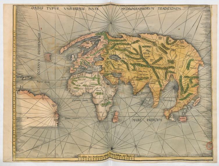 Carte du monde suivant l’enseignement des hydrographes, 1515