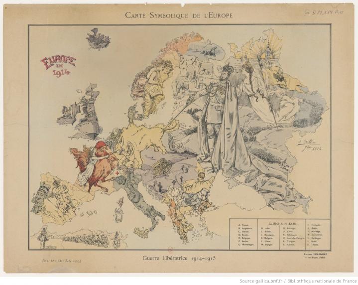 Carte symbolique de l'Europe, l’Europe en 1914