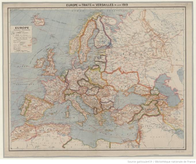 Panneau  Europe du traité de Versailles, 28 juin 1919 - 1920