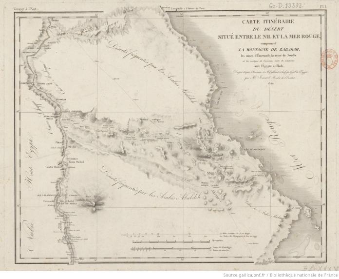 Panneau   Carte itinéraire du désert situé entre le Nil et la mer Rouge [...] - 1820