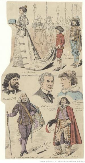 Sarah Bernhardt dans Ruy Blas de Victor Hugo, dessin de presse